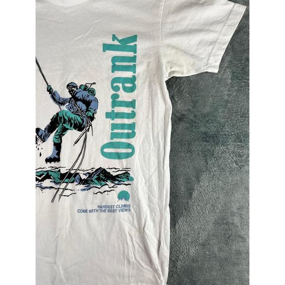 Vintage 90s Outrank Climbing T-Shirt Rock Climber Graphic Small Single Stitch - Picture 5 of 10